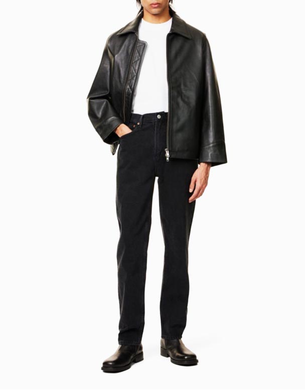CHA00069 mærke-patch lige ben denim jeans