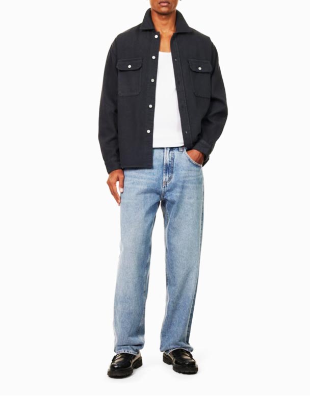 CHA00073 Fusion falmet-vask koniske ben genbrugt-denim jeans