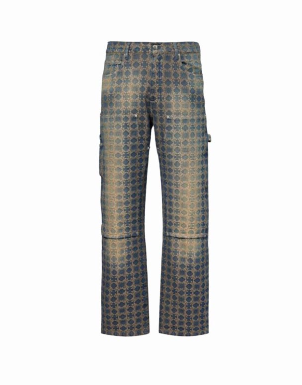 CHA00099 Tømrer monogram-mønster Bomuld denim jeans
