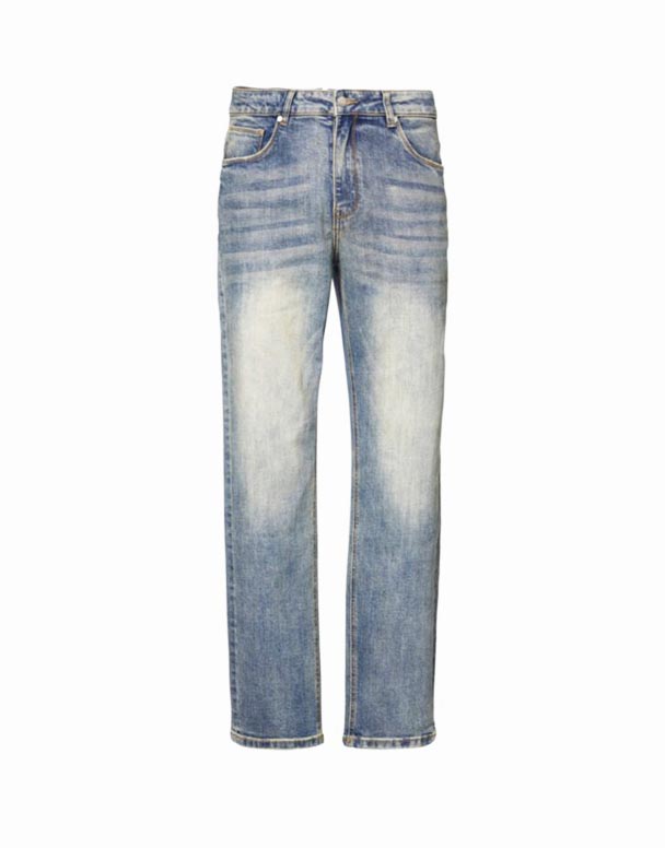 CHA00115 mærke-patch fem-lommer lige-ben afslappet-fit stretch-denim jeans