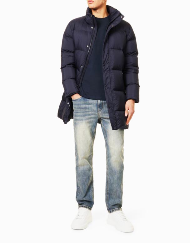 CHA00115 mærke-patch fem-lommer lige-ben afslappet-fit stretch-denim jeans