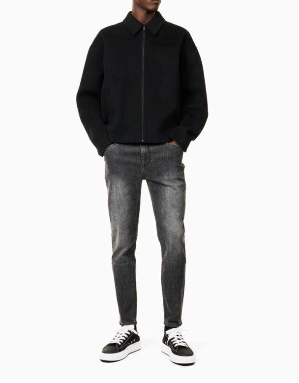CHA00116 mærke-Patch Slim-ben Slim-Fit Stretch-Denim Jeans