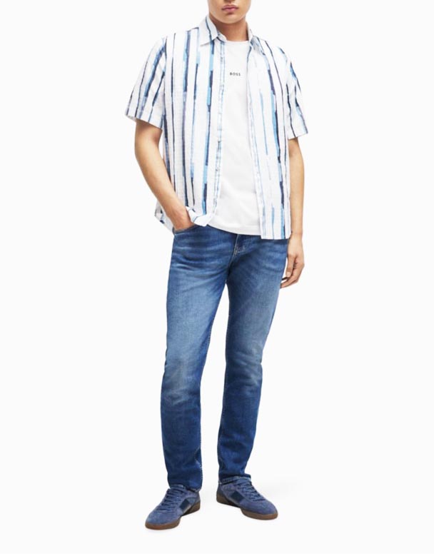 CHA00124 Slim-fit lige ben mid-rise stretch-denim jeans