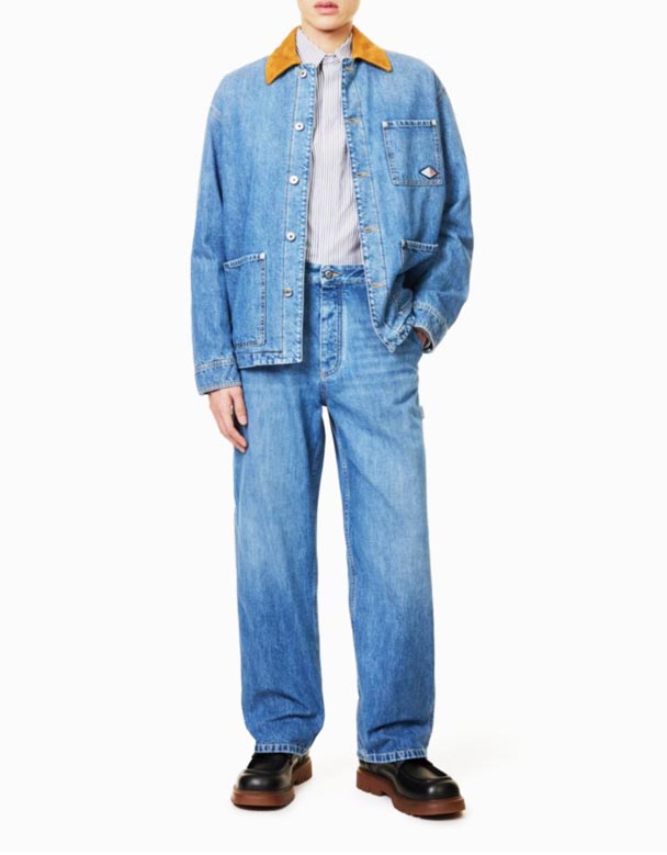 CHA00133 Vintage Cargo patch-lomme bred-ben afslappet-fit denim Bukser