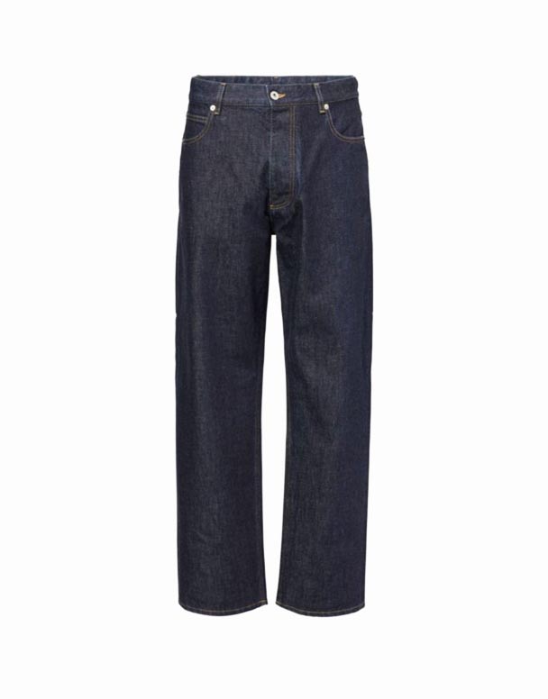 CHA00134 mærke-patch kontrast-syning brede ben regular-fit uld bukser