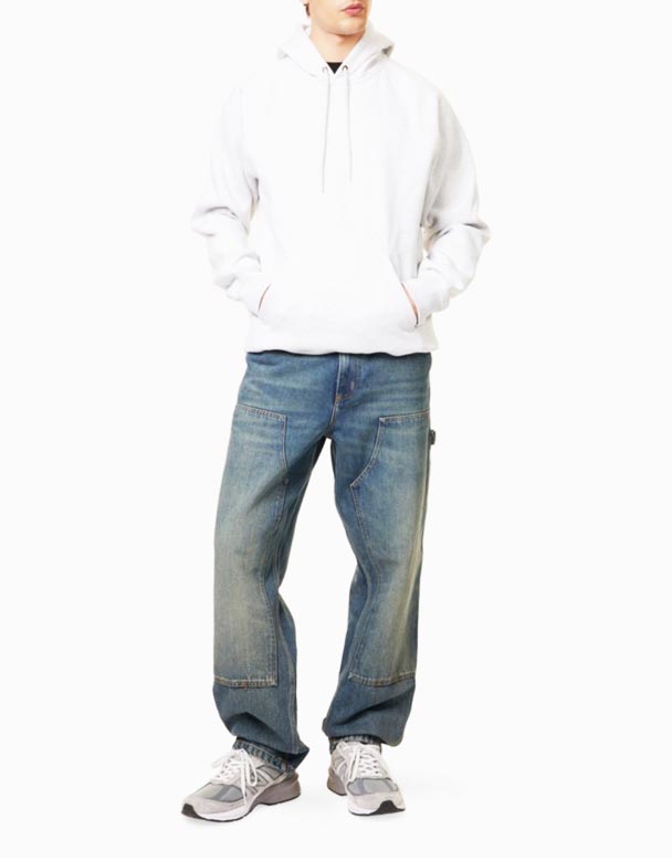CHA00135 Dobbelt knæ Patch-lommer lige ben afslappet-Fit Denim Bukser
