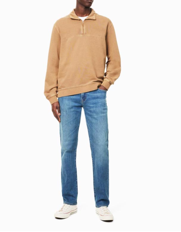 CHA00140 Elijah Brand-Patch Lige-ben afslappet-Fit Stretch-Denim Jeans