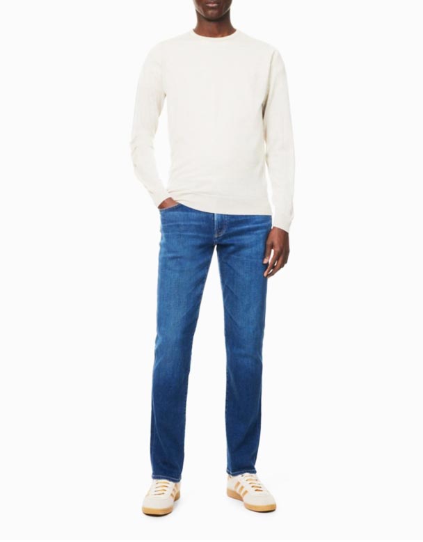 CHA00160 Gage varumärke-Patch Raka ben regelbunden passform Stretch-Denim blandning Jeans
