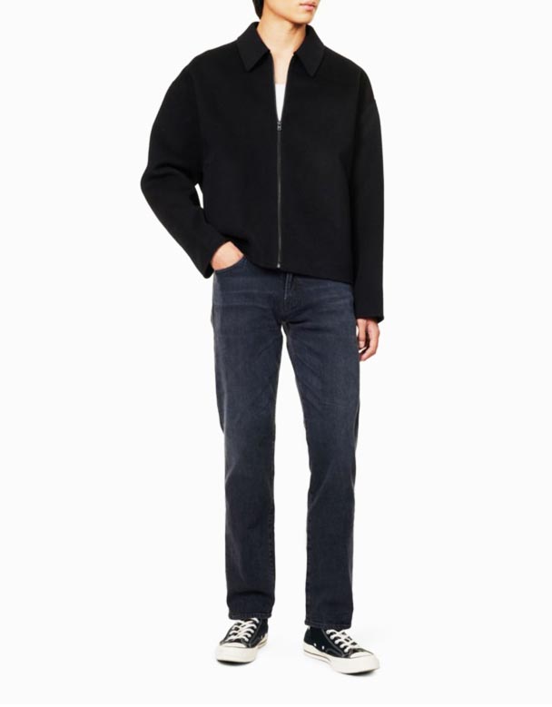 00161 Elijah Skjalasafn bein-fótur venjulegur-passa teygja-denim gallabuxur