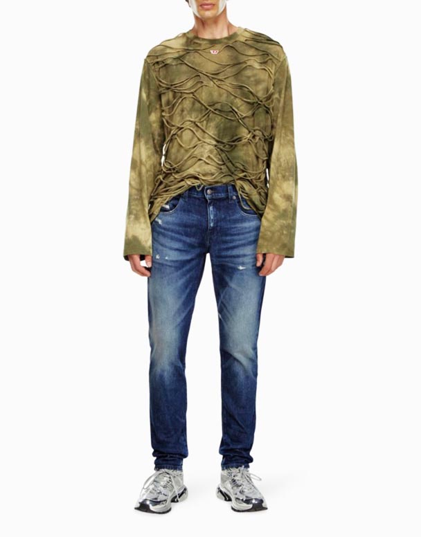 CHA00217 2019 D-Strukt 09j56 uzanan pambıq Jeans, forma uyğun, ayaqları uyğun