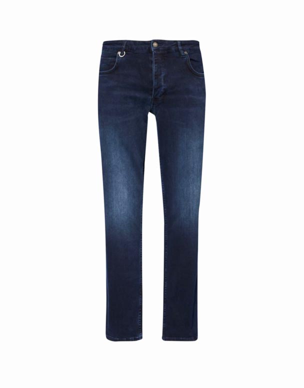 CHA00387 Lou Brand Patch Jeans mat engem richtege Been an engem normale Fit Vu Stretch Denim Mëschung