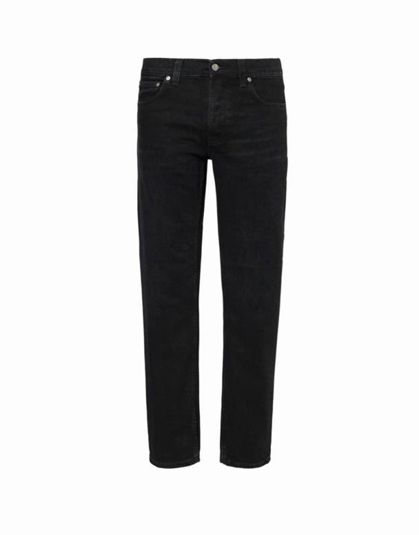 CHA00404 Monochromatesch Ollie Logo broderéiert Stretch Jeans Mat Engem Richtege Been