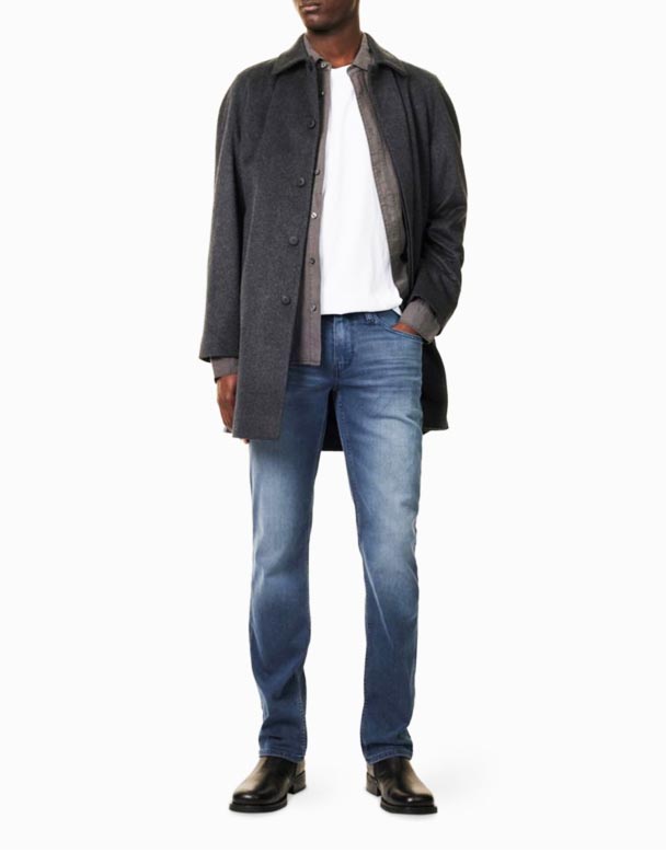 CHA00465 Normandie suorat lahkeet puolivälissä nousevat Stretch-Denim-farkut