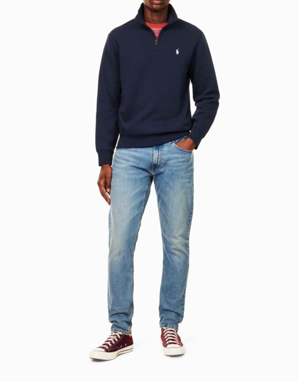 CHA00486 Parkside brand-patch-uri cu picior drept, cu potrivire regulată, Stretch-denim blend jeans