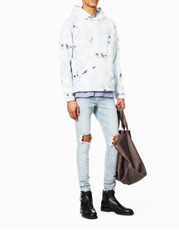 CHA00509 Yırtık diz düzenli kesim streç denim kot