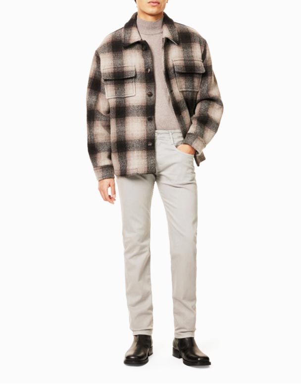 CHA00541 Anbass varumärke-Patch Raka ben Slim-Fit Stretch-Denim Jeans
