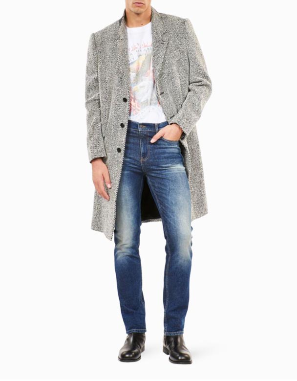 CHA00599 Bıyık marka-yama ince bacak slim-fit streç-denim kot