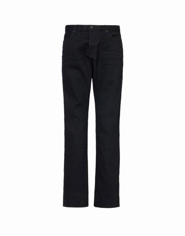 CHA00601 zīmols-patch Straight-Leg Regular-Fit Denim-Blend Jeans