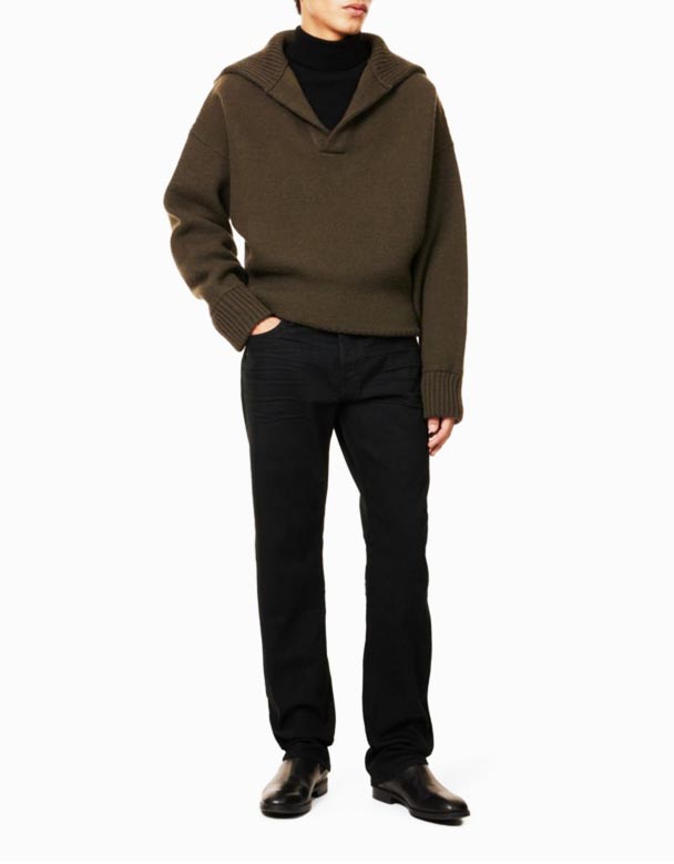 CHA00601 Marka-patch Proste Nogawki regularne-Fit Denim-Mieszanka Jeans