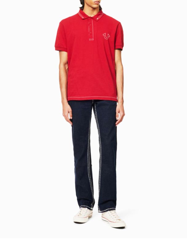 CHA00614 Ricky tamparan Super T terdedah-jahitan lurus kaki slim-fit regangan-denim jeans