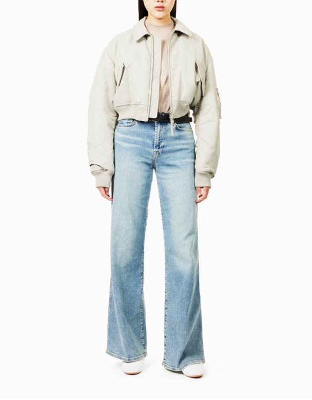 CHW00640 Lotta alevlendi düz bacaklı orta katlı streç denim karışımı kot pantolon