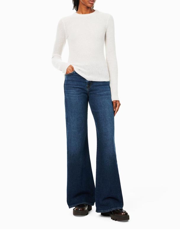 CHW00670 Lotta düz paçalı yüksek katlı kot-blend jeans