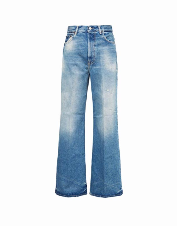 CHW00672 2022 Vintage soluk yıkama geniş bacaklı yüksek belli kot pantolon