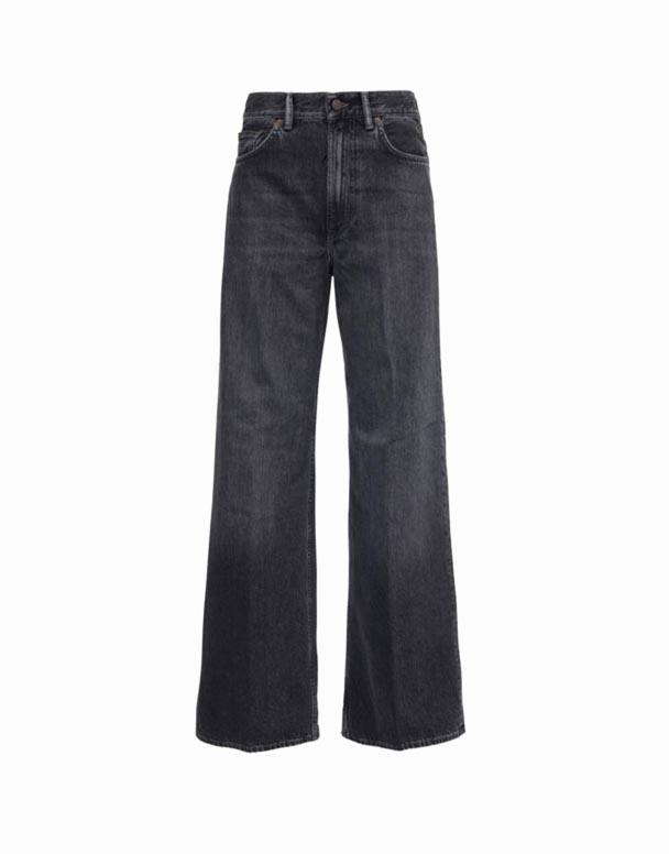 CHW00673 55 soluk yıkama geniş bacaklı orta katlı kot pantolon