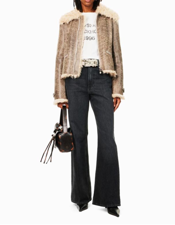 CHW00673 55 bleka-tvätta breda ben mid-rise denim jeans