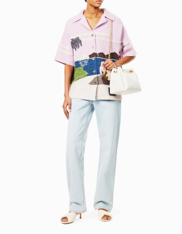 CHW00766 Jeans de mezclilla de tiro medio con parche de gamuza Boyfriend