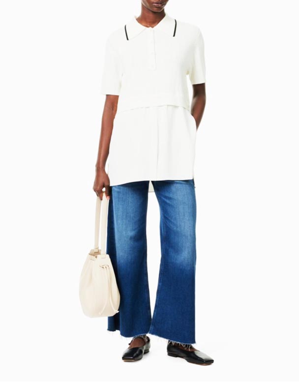 CHW00787 Lyra cropped Szerokie Nogawki stretch-jeansy jeansowe