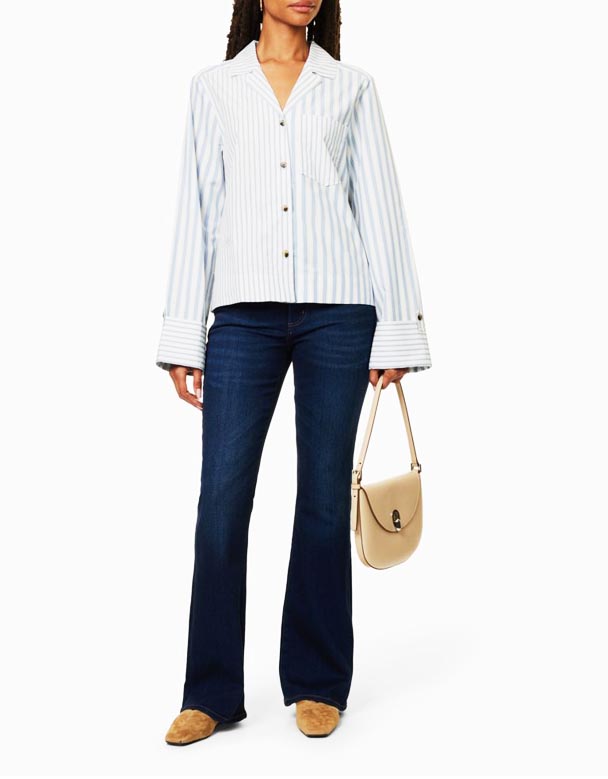 Chw00805 Lilah flared-cuffs straight-leg high-rise stretch-nagbabagong-buhay - denim blend jeans