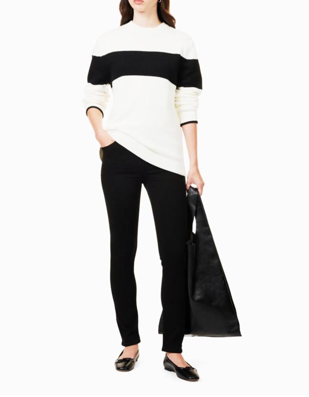 CHV00824 Sloane Skinny prekės ženklas-pleistras siaurėjančios kojos vidutinio aukščio ruožas-džinsinio audinio mišinys džinsai