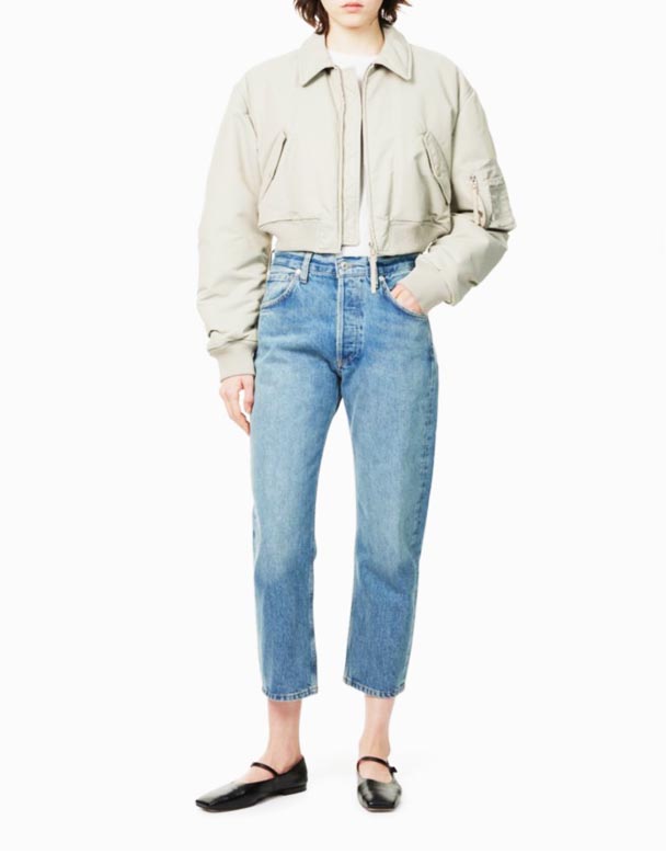 CHV00828 orta boylu və düz ayaqlı çiçəkli boyfriend jeans