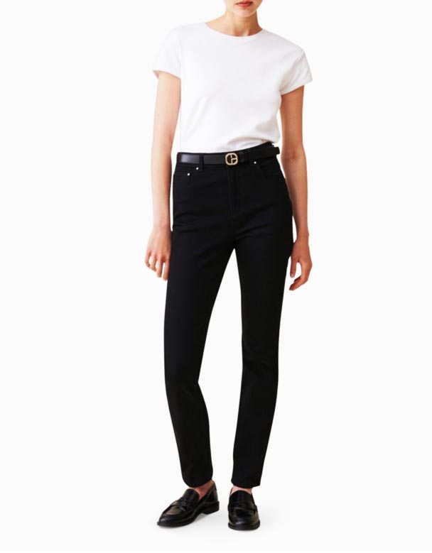 CHV00835 cılız kəsilmiş orta uyğun uzanan denim jeans