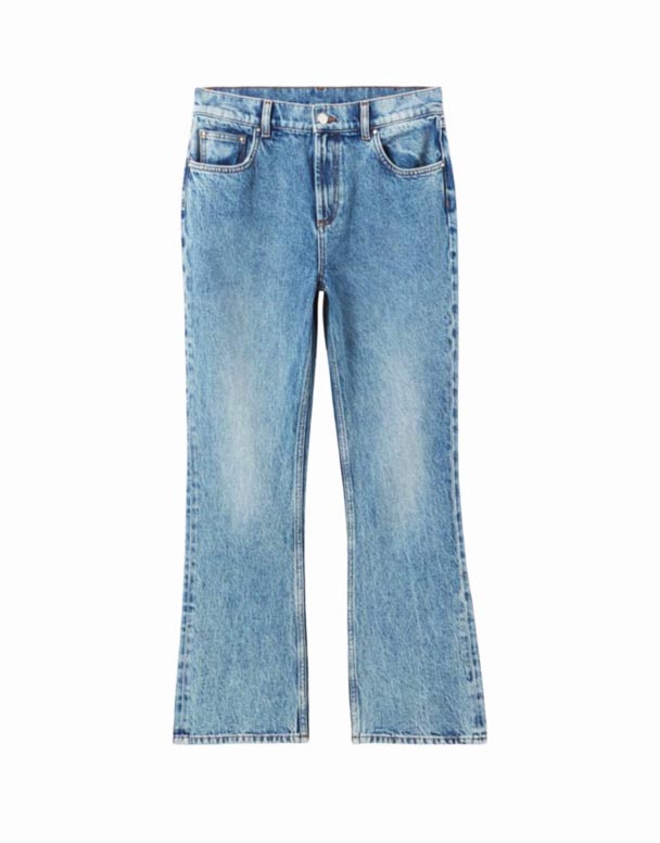 CHV00837 orta boylu qısaldılmış alovlanmış uzanan jeans