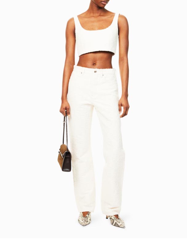 CHW00877 ang Jacquard Vertical Textured Cotton Jeans