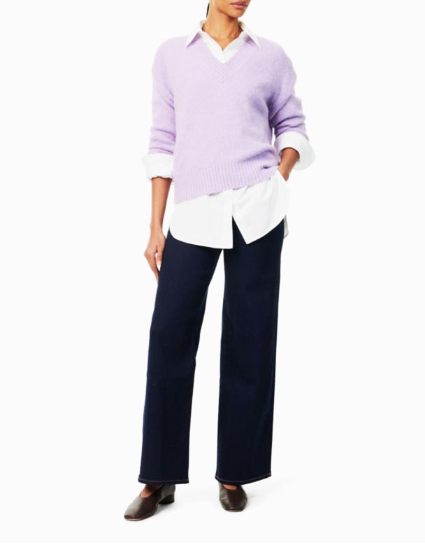 CHW00880 Le Slim Palazzo high-rise wide-leg stretch-maong maong