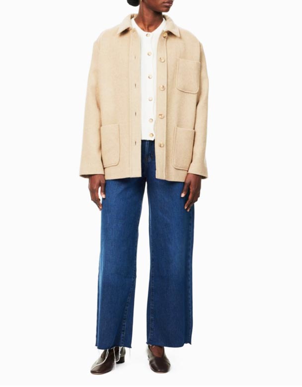 CHW00881 Le mababang Baggy raw-cuffs wide-leg high-rise organic-denim blend jeans