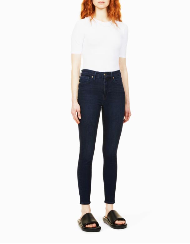 Chw01007 Kaki baik kurus tinggi organik-kapas regangan-denim Seluar jeans