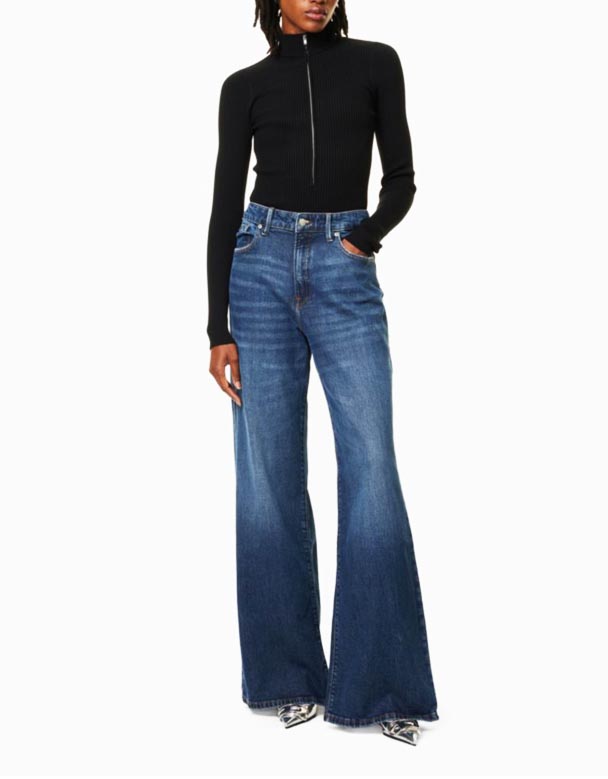 CHW01019 Good Kalula Ekhululekile maphakathi-rise wide-leg jeans