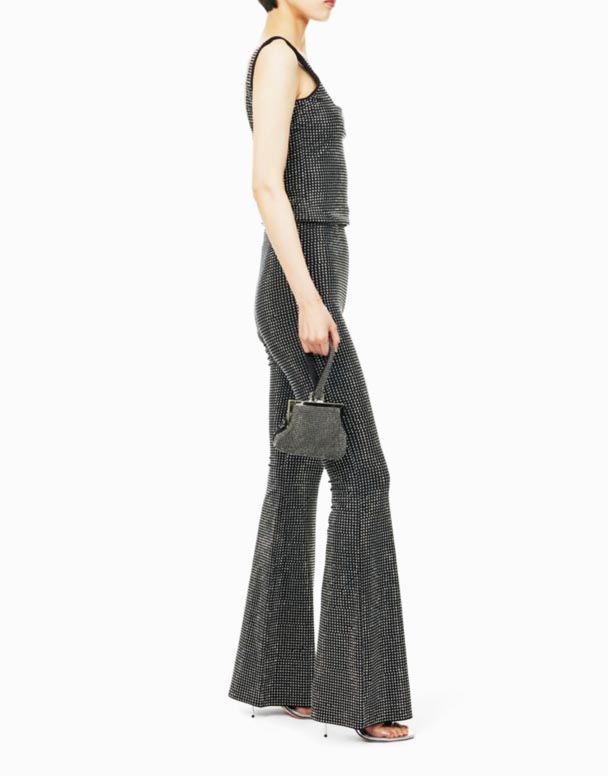 Chw01039 talie bună Palazzo Crop cu cinci buzunare cu picioare largi, cu talie înaltă, blugi din amestec de denim
