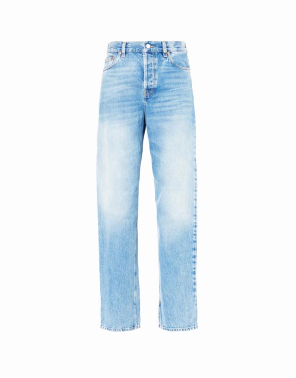 CHW01052 Isoka Brand-Patch Iqonde-Umlenze High-Rise Denim Jeans