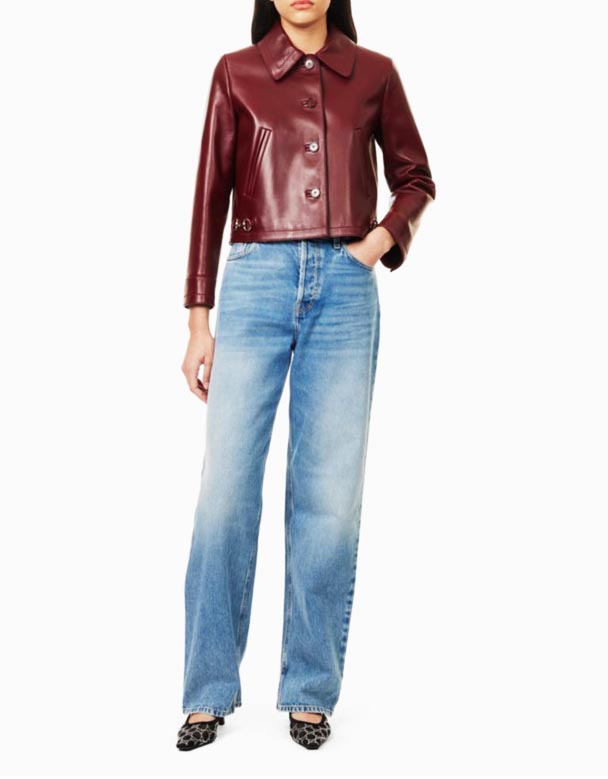 CHW01052 Isoka Brand-Patch Iqonde-Umlenze High-Rise Denim Jeans