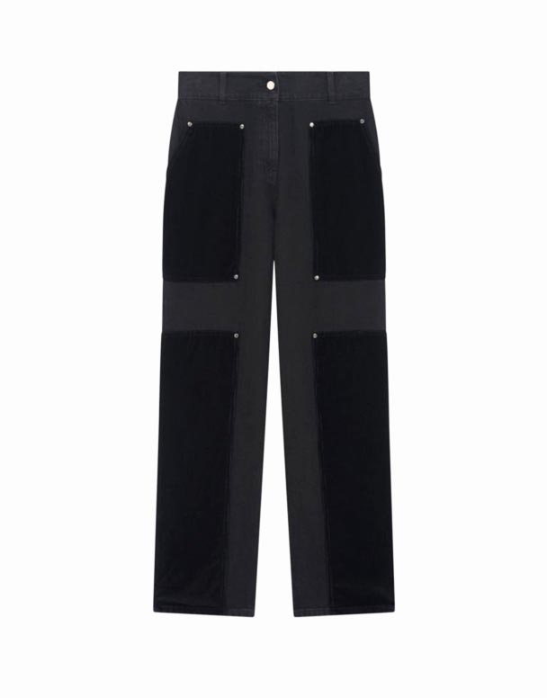 CHV01073 Yüksək belli uzanan denimdən ziddiyyətli vurğu və düz ayaqları olan Elyssa Jeans