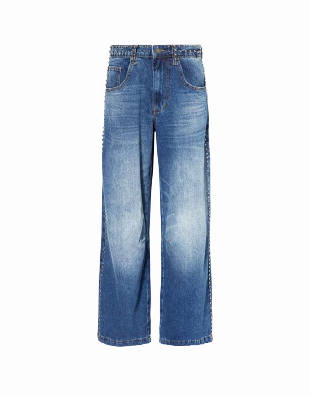 CHW01081 Amajean e-Denim anezinyawo ezibanzi ezinemilenze emikhulu