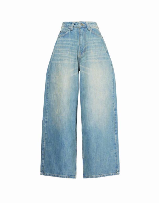 I-Chw01089 Slub XL I-Colussus faded-geza imilenze ebanzi enezakhiwo eziphakeme ze-denim-blend jeans