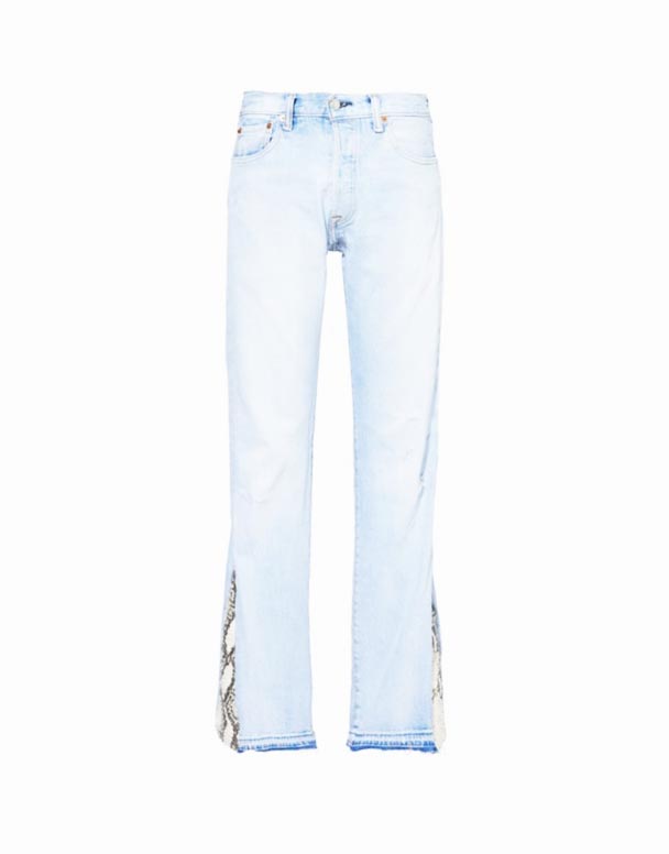 CHV01094 le ilan çaplı və alovlanmış əlavə jeans, yüksək belli düz orta belli jeans