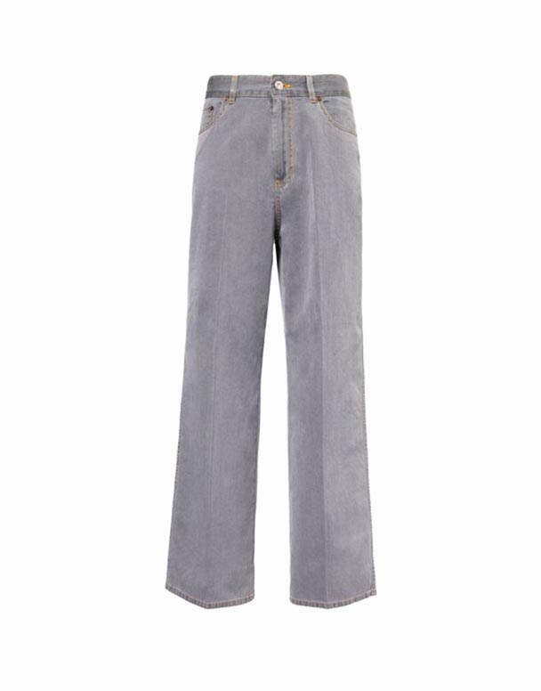 CHV01183 geniş ayaqlı jeans və markalı tikmə