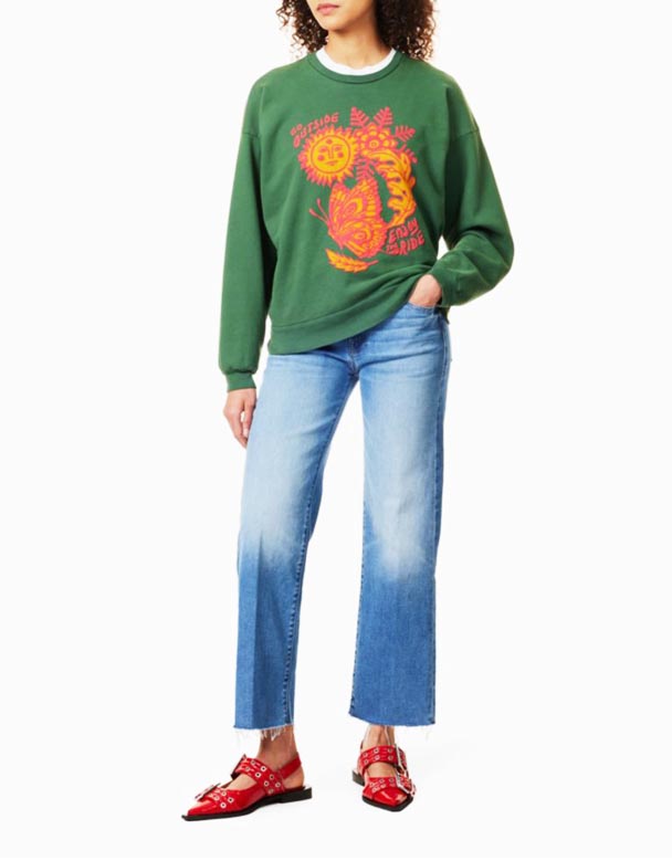 CHV01188 Rambler düz ayaqlı və orta boylu uzanan denim qarışığı Jeans, yuyulduqdan sonra soldu